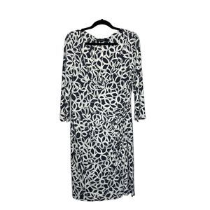 Lauren Ralph Lauren Dress Women's 14 Gray White Sheath Wrap Office Workwear